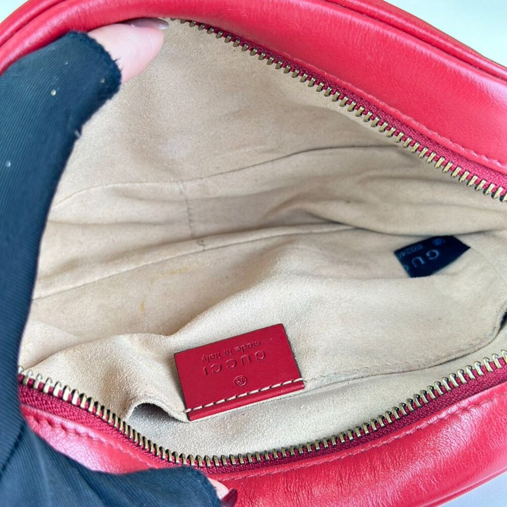 Gucci Red Leather Small Marmont Shoulder Bag Crossbody - Picture 7 of 7